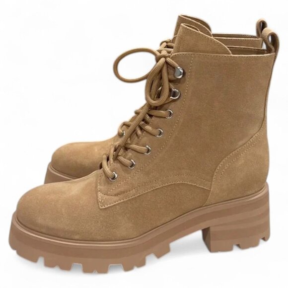 Marc Fisher Ltd Womens Beige Lug Sole Comfort Lucien Round Toe Block Heel Lace-u - Picture 3 of 6